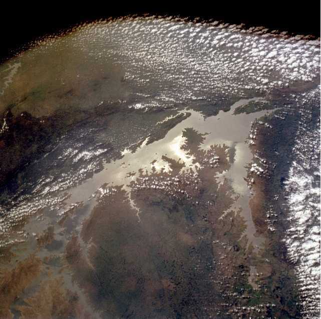 The Volta lake - from space looking south from around Tamale